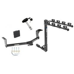 Trailer Tow Hitch w/ 4 Bike Rack For 10-15 Toyota Prius 12-17 Prius V tilt away adult or child arms fold down carrier w/ Lock and Cover