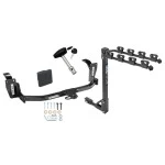 Trailer Tow Hitch w/ 4 Bike Rack For 10-15 Honda Accord Crosstour tilt away adult or child arms fold down carrier w/ Lock and Cover