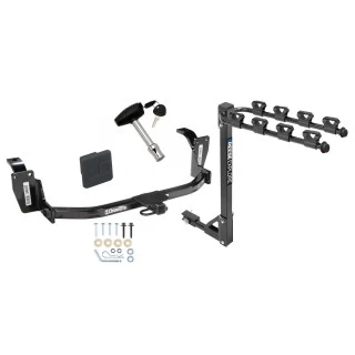 Trailer Tow Hitch w/ 4 Bike Rack For 10-15 Honda Accord Crosstour tilt away adult or child arms fold down carrier w/ Lock and Cover