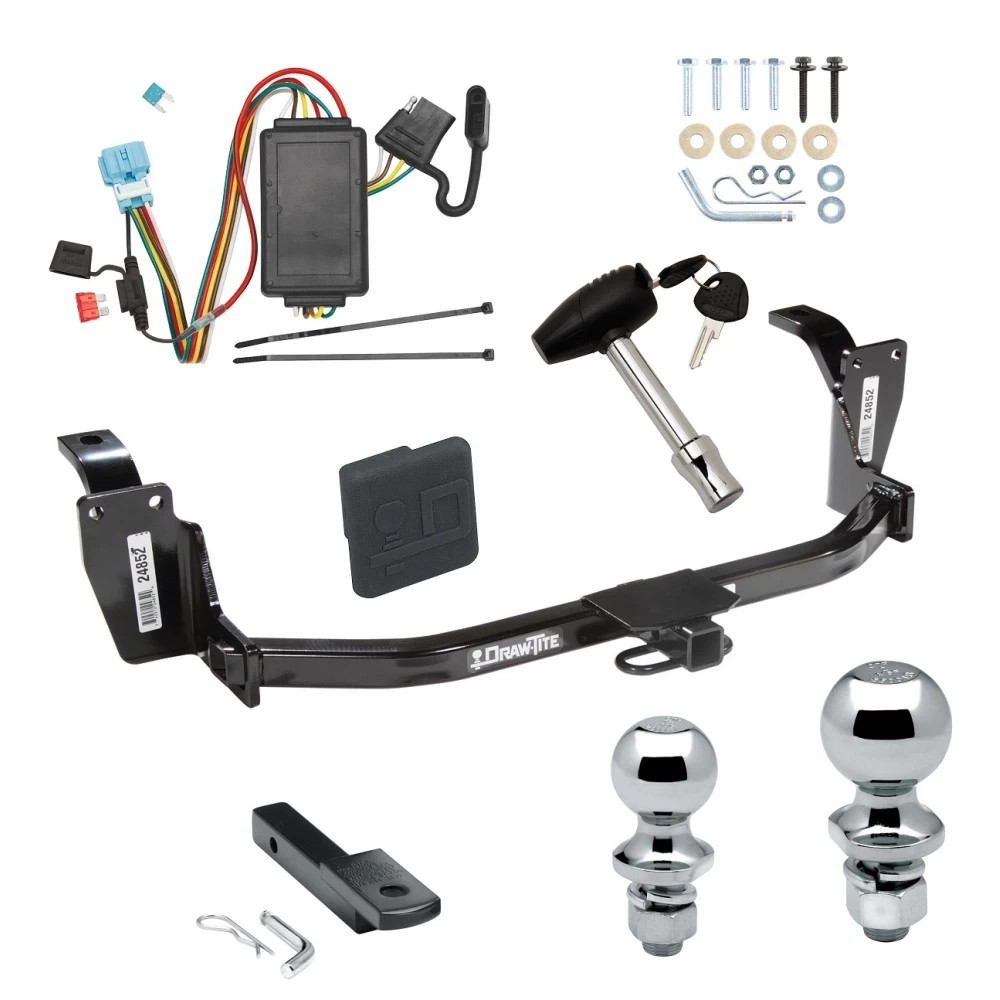 Trailer Tow Hitch For 10-11 Honda Accord Crosstour 12-12 Crosstour Deluxe Package Wiring 2" and 1-7/8" Ball and Lock