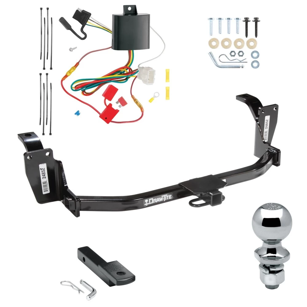Trailer Tow Hitch For 13-15 Honda Crosstour All Models Complete Package w/ Wiring Draw Bar and 1-7/8" Ball