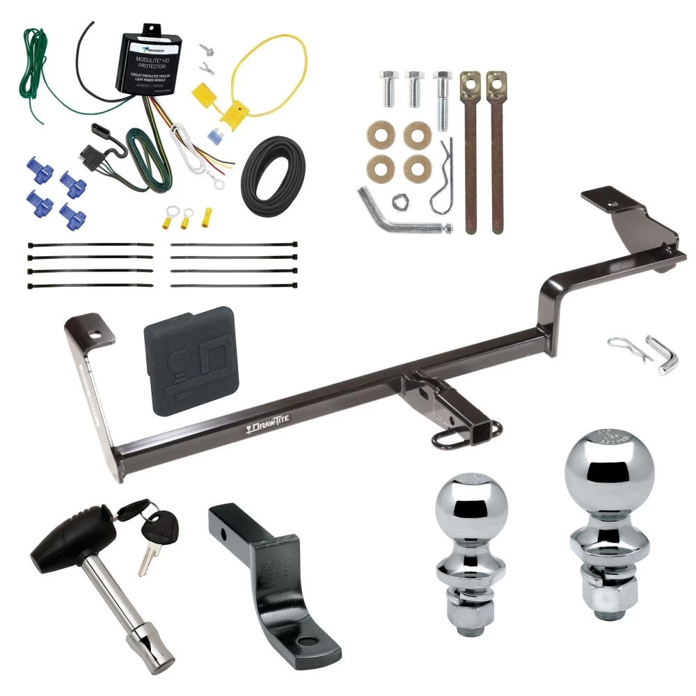 Trailer Tow Hitch For 06-11 Acura CSX 13-22 ILX (Exc Hybrid) Deluxe Package Wiring 2" and 1-7/8" Ball and Lock