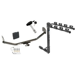 Trailer Tow Hitch w/ 4 Bike Rack For 11-24 Ford Mustang tilt away adult or child arms fold down carrier w/ Lock and Cover
