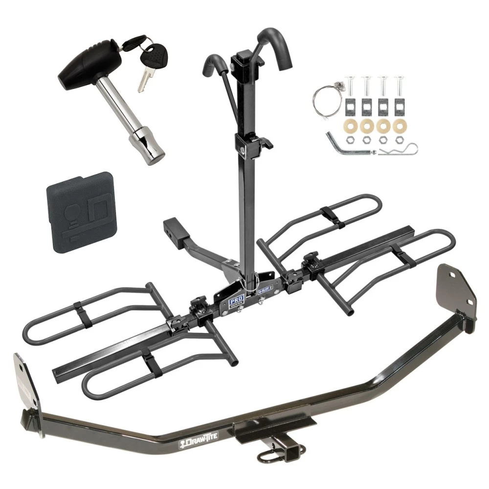 Trailer Tow Hitch For 11-24 Ford Mustang Platform Style 2 Bike Rack w/ Hitch Lock and Cover