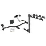 Trailer Tow Hitch w/ 4 Bike Rack For 10-12 Ford Fusion Lincoln MKZ Milan tilt away adult or child arms fold down carrier w/ Lock and Cover