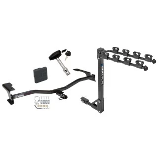 Trailer Tow Hitch w/ 4 Bike Rack For 10-12 Ford Fusion Lincoln MKZ Milan tilt away adult or child arms fold down carrier w/ Lock and Cover