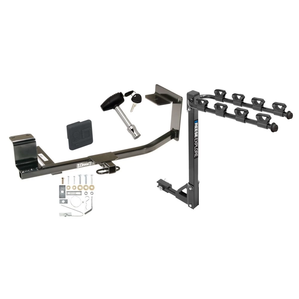 Trailer Tow Hitch w/ 4 Bike Rack For 05-18 VW Jetta Golf 2005 New Body Except TDI or Hybrid tilt away adult or child arms fold down carrier w/ Lock and Cover