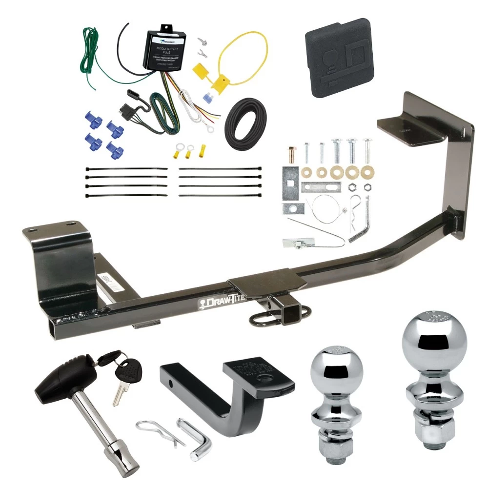 Trailer Tow Hitch For 10-14 Volkswagen Golf Wagon 11-14 Jetta SportWagen Exc TDI Deluxe Package Wiring 2" and 1-7/8" Ball and Lock