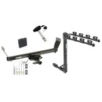 Trailer Tow Hitch w/ 4 Bike Rack For 07-14 Chrysler 200 Sebring Dodge Avenger tilt away adult or child arms fold down carrier w/ Lock and Cover