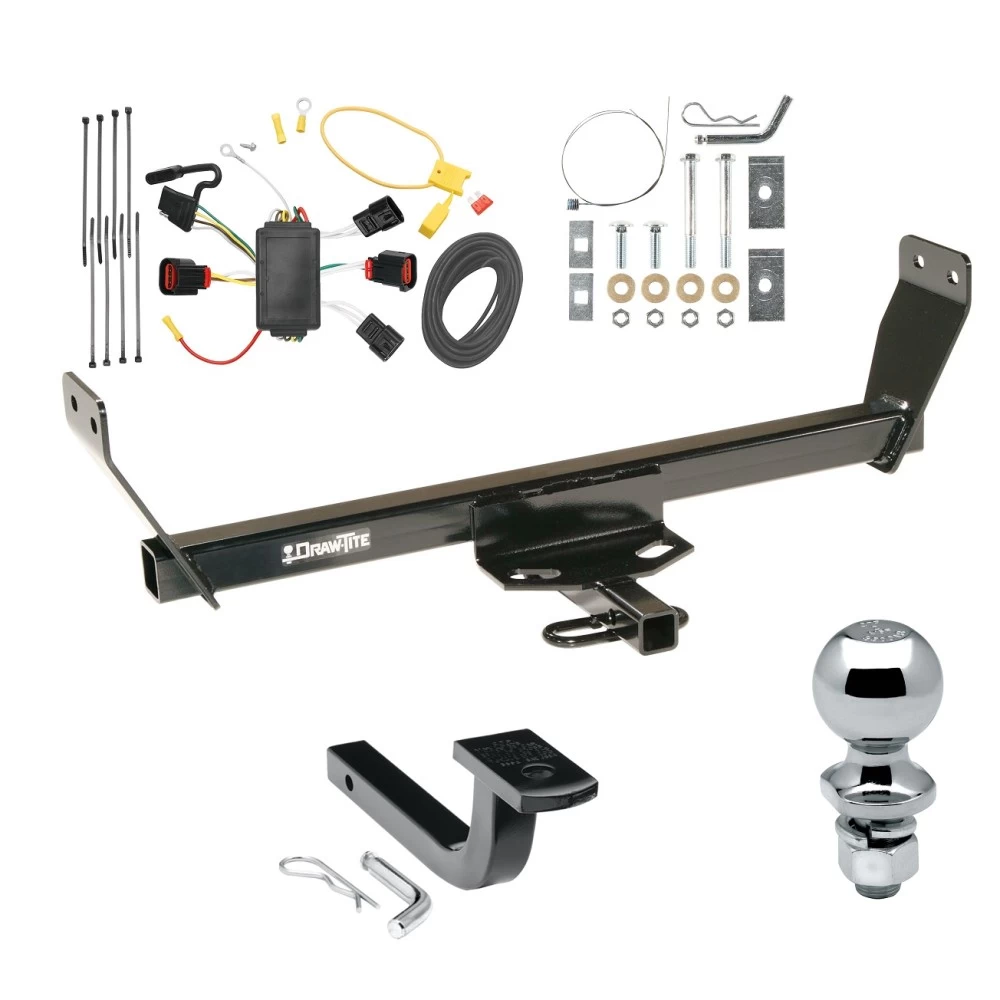 Trailer Tow Hitch For 07-10 Chrysler Sebring 08-14 Dodge Avenger Complete Package w/ Wiring Draw Bar and 1-7/8" Ball
