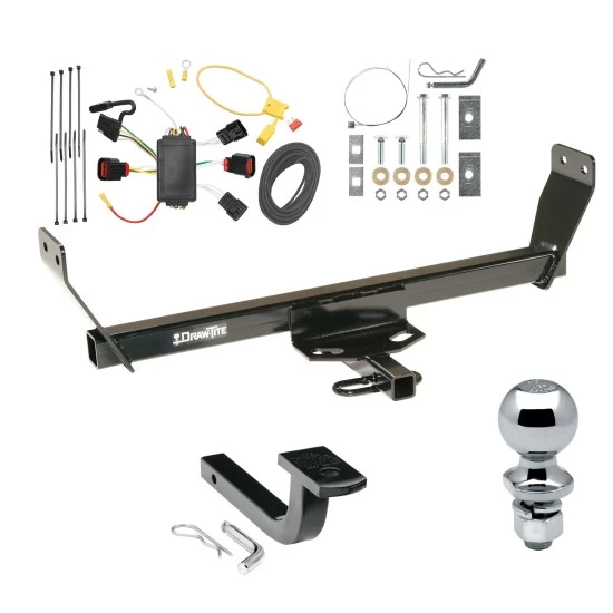 Trailer Tow Hitch For 07-10 Chrysler Sebring 08-14 Dodge Avenger Complete Package w/ Wiring Draw Bar and 1-7/8" Ball