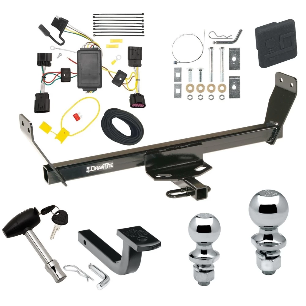 Custom Fit Trailer Hitch Draw-Bar w/ Pin/Clip Wiring Harness (Plug & Play) 1-7/8" and 2" Chrome Ball Security Lock Pin Rubber Hitch Plug Cover Installation Hardware Installation Instructions 248710 118550 63820 63810 580407 2211 Draw-Tite T Trailer Tow Hitch For 2011 Chrysler 200 Dodge Avenger Deluxe Package Wiring 2" and 1-7/8" Ball and Lock