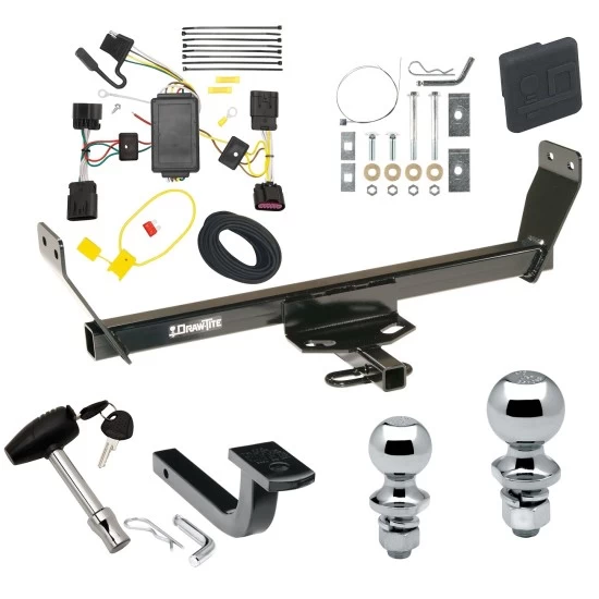 Custom Fit Trailer Hitch Draw-Bar w/ Pin/Clip Wiring Harness (Plug & Play) 1-7/8" and 2" Chrome Ball Security Lock Pin Rubber Hitch Plug Cover Installation Hardware Installation Instructions 248710 118550 63820 63810 580407 2211 Draw-Tite T Trailer Tow Hitch For 2011 Chrysler 200 Dodge Avenger Deluxe Package Wiring 2" and 1-7/8" Ball and Lock