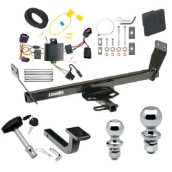 Trailer Tow Hitch For 11-14 Chrysler 200 All Models Deluxe Package Wiring 2" and 1-7/8" Ball and Lock