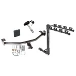 Trailer Tow Hitch w/ 4 Bike Rack For 12-18 Ford Focus Sedan Hatchback Except ST tilt away adult or child arms fold down carrier w/ Lock and Cover