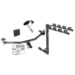 Trailer Tow Hitch w/ 4 Bike Rack For 12-18 Ford Focus Sedan Hatchback Except ST tilt away adult or child arms fold down carrier w/ Lock and Cover
