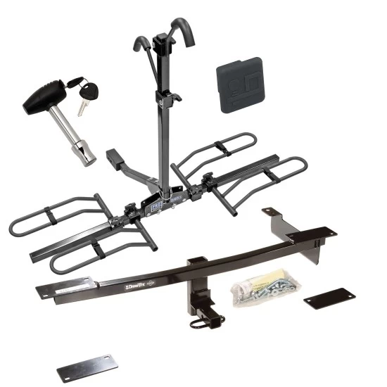Trailer Tow Hitch For 12-19 Fiat 500 Except Abarth Platform Style 2 Bike Rack w/ Hitch Lock and Cover