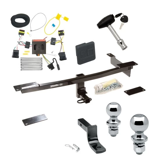 Trailer Tow Hitch For 12-19 Fiat 500 Exc Abarth models Deluxe Package Wiring 2" and 1-7/8" Ball and Lock