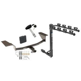 Trailer Tow Hitch w/ 4 Bike Rack For 11-15 Chevy Cruze 2016 Limited 12-17 Buick Verano tilt away adult or child arms fold down carrier w/ Lock and Cover