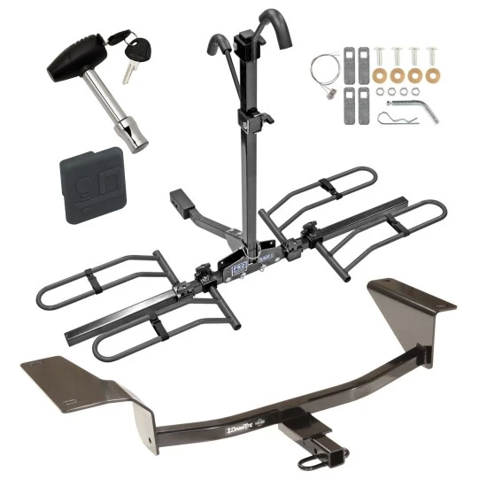 Trailer Tow Hitch For 11-15 Chevy Cruze 2016 Limited 12-17 Buick Verano Platform Style 2 Bike Rack w/ Hitch Lock and Cover