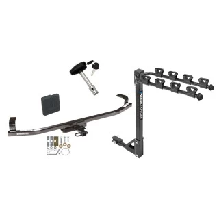 Trailer Tow Hitch w/ 4 Bike Rack For 12-16 KIA Rio 5 Dr. Hatchback tilt away adult or child arms fold down carrier w/ Lock and Cover