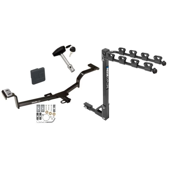 Trailer Tow Hitch w/ 4 Bike Rack For 12-17 KIA Rio Sedan Hyundai Accent tilt away adult or child arms fold down carrier w/ Lock and Cover Trailer Tow Hitch w/ 4 Bike Rack For 12-17 KIA Rio Sedan Hyundai Accent tilt away adult or child arms fold down carrier w/ Lock and Cover