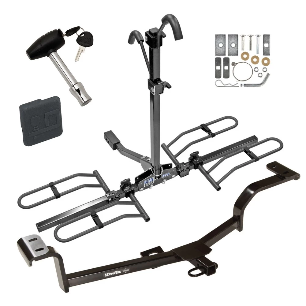 Trailer Tow Hitch For 12-17 KIA Rio Sedan Hyundai Accent Platform Style 2 Bike Rack w/ Hitch Lock and Cover