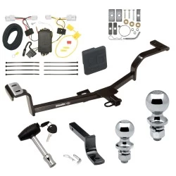 Trailer Tow Hitch For 12-22 Hyundai Accent 12-17 KIA Rio Deluxe Package Wiring 2" and 1-7/8" Ball and Lock