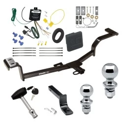 Trailer Tow Hitch For 12-22 Hyundai Accent 12-17 KIA Rio Deluxe Package Wiring 2" and 1-7/8" Ball and Lock