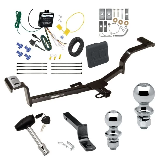Trailer Tow Hitch For 12-17 Hyundai Accent 5 Dr. Hatchback 4 Dr. Sedan Deluxe Package Wiring 2" and 1-7/8" Ball and Lock