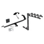 Trailer Tow Hitch w/ 4 Bike Rack For 08-17 Mitsubishi Lancer Except Dual Exhaust tilt away adult or child arms fold down carrier w/ Lock and Cover