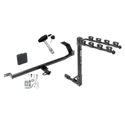 Trailer Tow Hitch w/ 4 Bike Rack For 08-17 Mitsubishi Lancer Except Dual Exhaust tilt away adult or child arms fold down carrier w/ Lock and Cover
