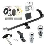 Trailer Tow Hitch For 10-17 Mitsubishi Lancer Hatchback & Sedan Exc Dual Exhaust Deluxe Package Wiring 2" and 1-7/8" Ball and Lock