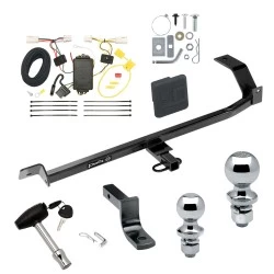 Trailer Tow Hitch For 10-17 Mitsubishi Lancer Hatchback & Sedan Exc Dual Exhaust Deluxe Package Wiring 2" and 1-7/8" Ball and Lock