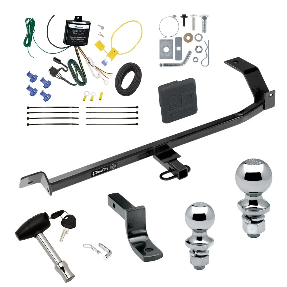 Trailer Tow Hitch For 08-17 Mitsubishi Lancer Exc Dual Exhaust Deluxe Package Wiring 2" and 1-7/8" Ball and Lock