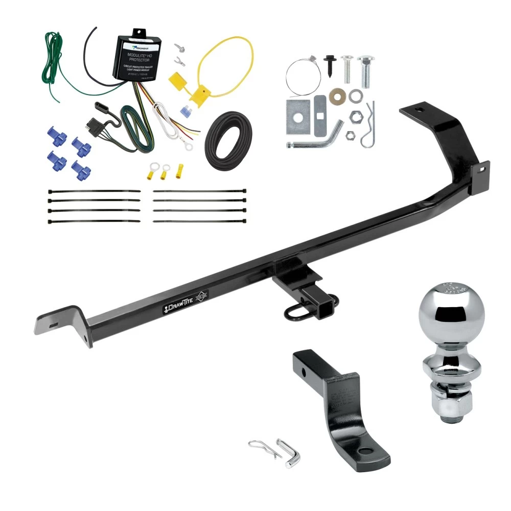 Trailer Tow Hitch For 08-17 Mitsubishi Lancer Exc Dual Exhaust Complete Package w/ Wiring Draw Bar and 2" Ball
