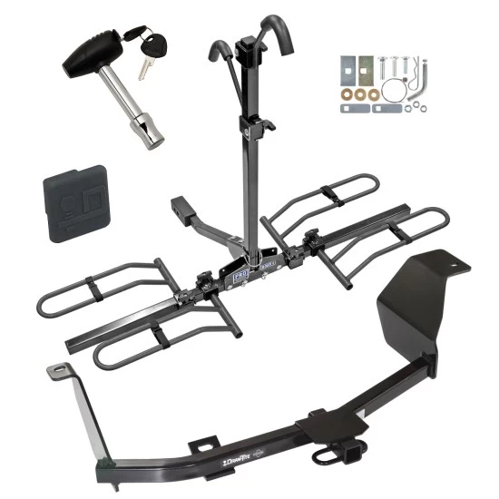 Trailer Tow Hitch For 12-19 Nissan Versa 12-13 Sedan Only Platform Style 2 Bike Rack w/ Hitch Lock and Cover