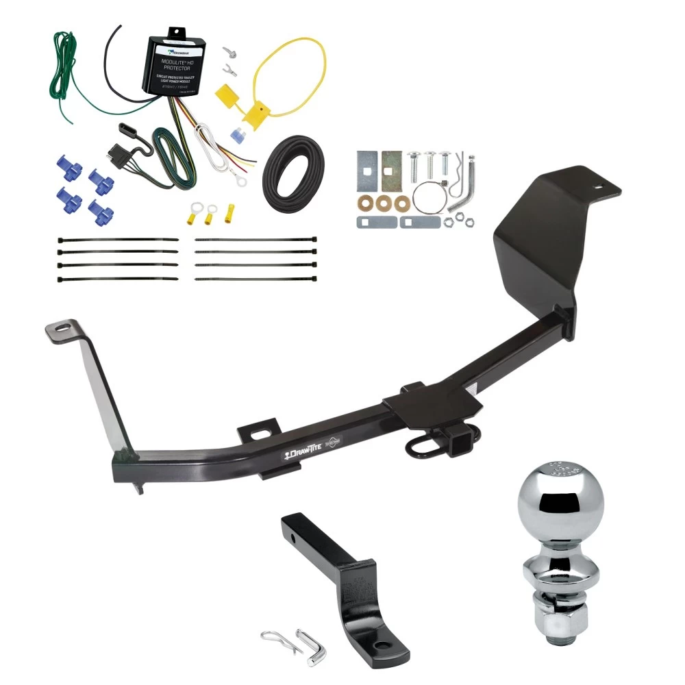 Trailer Tow Hitch For 12-19 Nissan Versa Complete Package w/ Wiring Draw Bar and 2" Ball