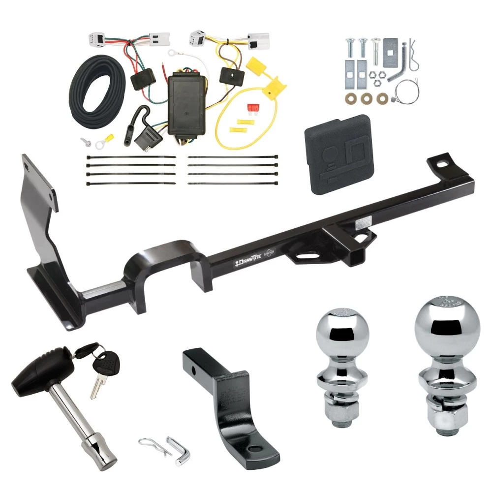 Trailer Tow Hitch For 11-17 Nissan JUKE FWD Except Nismo and RS Deluxe Package Wiring 2" and 1-7/8" Ball and Lock
