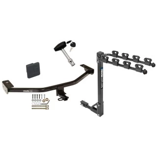 Trailer Tow Hitch w/ 4 Bike Rack For 13-18 Ford C-MAX tilt away adult or child arms fold down carrier w/ Lock and Cover