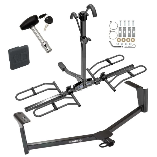 Trailer Tow Hitch For 13-20 Lincoln MKZ Except 3.0 Liter Engine Platform Style 2 Bike Rack w/ Hitch Lock and Cover