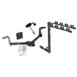 Trailer Tow Hitch w/ 4 Bike Rack For 09-14 Acura TL TSX Sedan 08-17 Honda Accord tilt away adult or child arms fold down carrier w/ Lock and Cover