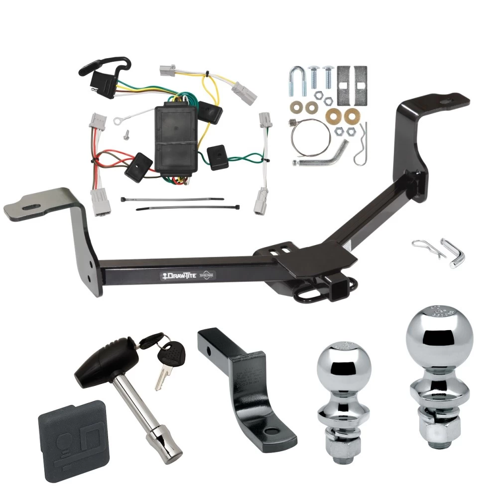 Trailer Tow Hitch For 08-12 Honda Accord Coupe & Sedan Deluxe Package Wiring 2" and 1-7/8" Ball and Lock