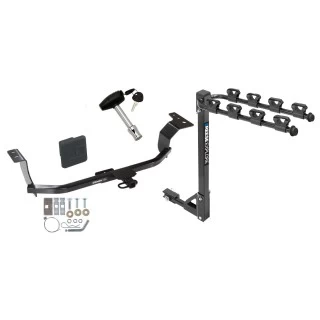 Trailer Tow Hitch w/ 4 Bike Rack For 11-16 Hyundai Elantra Sedan 13-14 Coupe tilt away adult or child arms fold down carrier w/ Lock and Cover