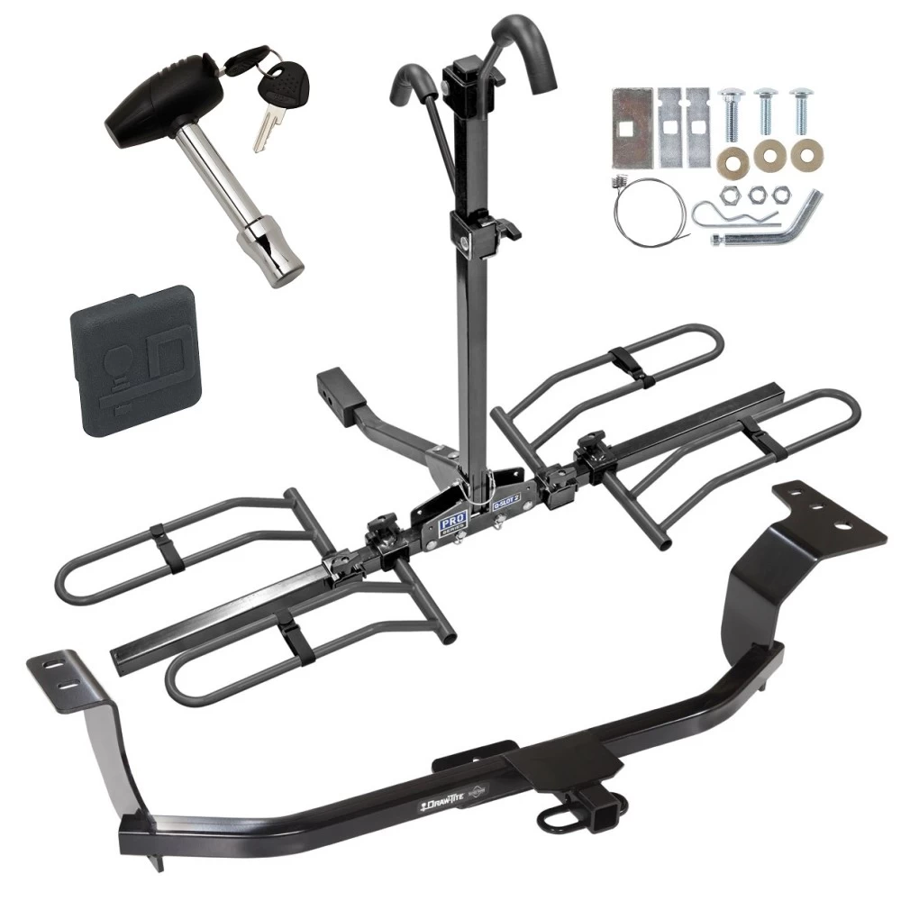 Trailer Tow Hitch For 11-16 Hyundai Elantra Sedan 13-14 Coupe Platform Style 2 Bike Rack w/ Hitch Lock and Cover