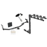 Trailer Tow Hitch w/ 4 Bike Rack For 14-17 KIA Forte 2018 Sedan tilt away adult or child arms fold down carrier w/ Lock and Cover