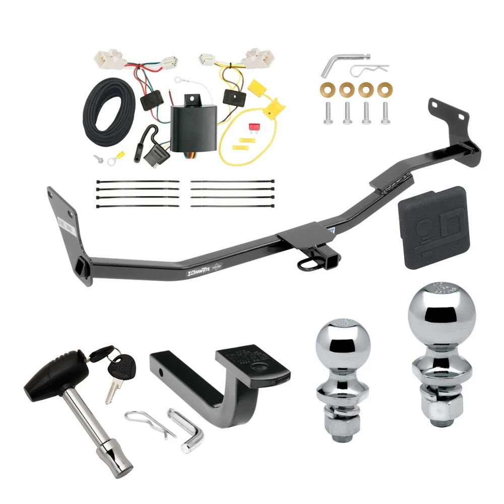 Trailer Tow Hitch For 14-18 KIA Forte Sedan Deluxe Package Wiring 2" and 1-7/8" Ball and Lock