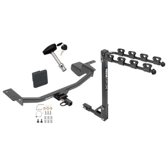 Trailer Tow Hitch w/ 4 Bike Rack For 10-14 VW GTI tilt away adult or child arms fold down carrier w/ Lock and Cover