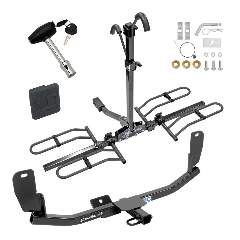 Trailer Tow Hitch For 13-20 Hyundai Elantra GT Except Made in Korea Platform Style 2 Bike Rack w/ Hitch Lock and Cover
