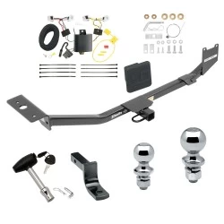 Trailer Tow Hitch For 13-19 Nissan Sentra S, SL, and SV Models Deluxe Package Wiring 2" and 1-7/8" Ball and Lock